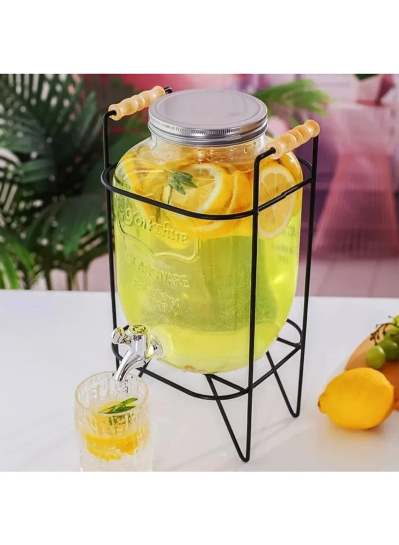 موزع عصير مربع سعة 5 لتر مع غطاء وصنبور وحامل، إبريق ماء بارد سعة 5 لتر، موزع مياه سعة 5 لتر، موزع مشروبات سعة 5 لتر مع صنبور وحامل مانع للتسرب، موزع مشروبات ليمونادة - Image 4