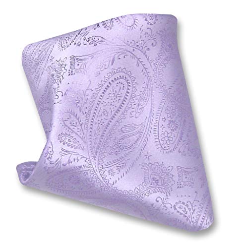 Vesuvio Napoli LAVENDER PURPLE PAISLEY Design Hankerchief Pocket Square Hanky Men's Hankies - Image 1