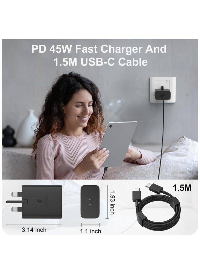 Samsung 45W USB C Super Fast Charging PD Charger - Compatible with S24 S23 S22 S21 S20 Ultra, S24+ S23+ S22+ S21+, A53, A15, A 55, A54 - Type C Power Adapter