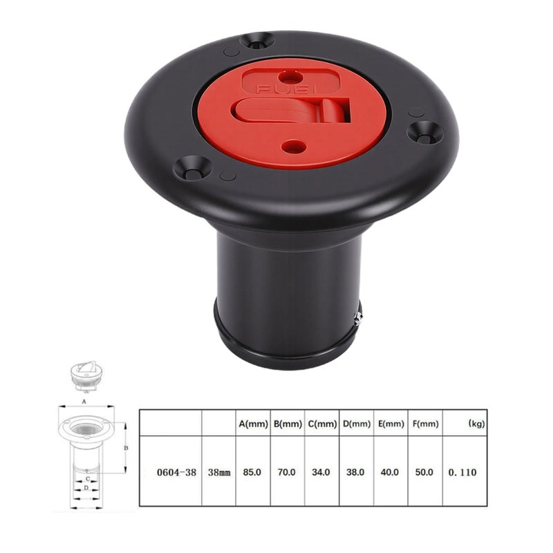 Black Marine Fuel Filler With Stainless Steel Chain And Leakproof O Ring For 1 1 2 Inch Hoses - Image 4