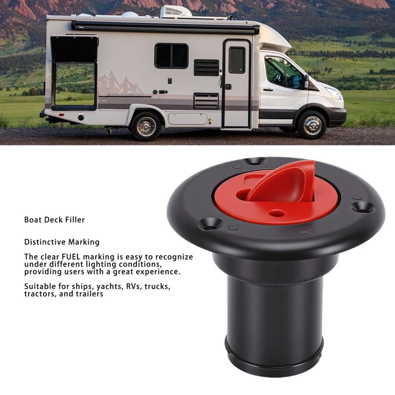 Black Marine Fuel Filler With Stainless Steel Chain And Leakproof O Ring For 1 1 2 Inch Hoses - Image 3