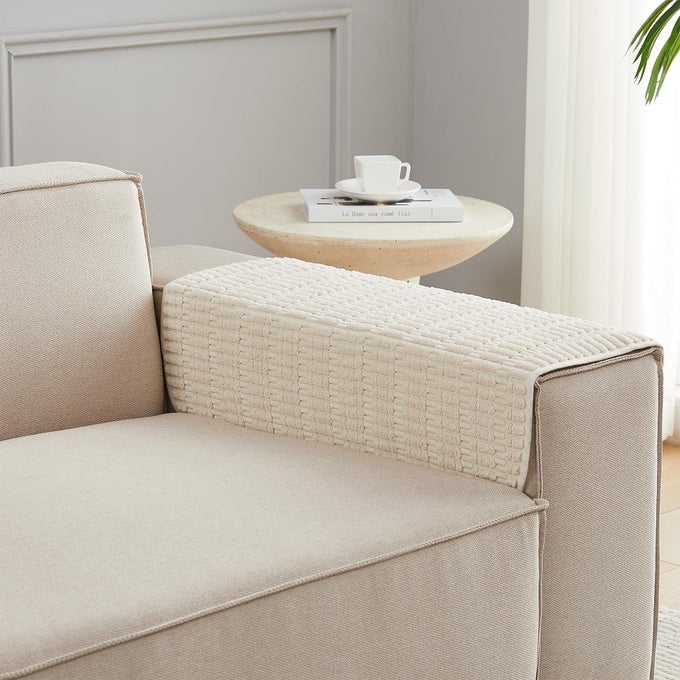 Sofa Armrest Cover Couch Arm Cover Arm Covers for Chair AntiSlip Couch Arm Protectors Sofa Arm Rest Covers Cream White 18x22x2pcs