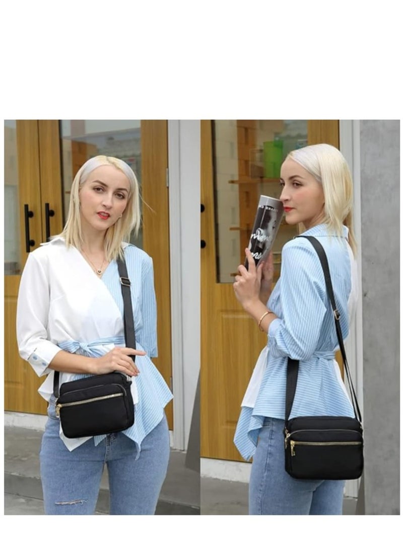 Zikra حقيبة كتف نسائية من النايلون مقاومة للماء مع جيوب متعددة صغيرة وخفيفة الوزن للسفر بحزام قابل للتعديل - Image 2