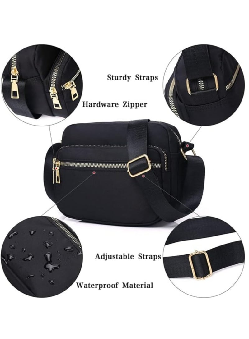 Zikra حقيبة كتف نسائية من النايلون مقاومة للماء مع جيوب متعددة صغيرة وخفيفة الوزن للسفر بحزام قابل للتعديل - Image 4