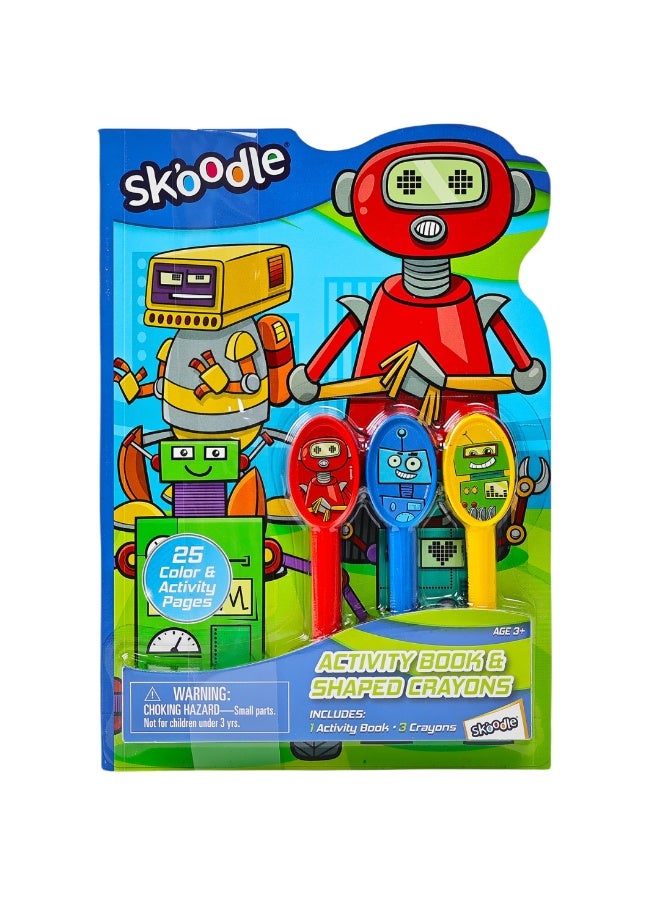 SKOODLE Activity Book & Shaped Crayons | 25 Color & Activity pages | Art & Craft Kit | Age 3+ - Image 1