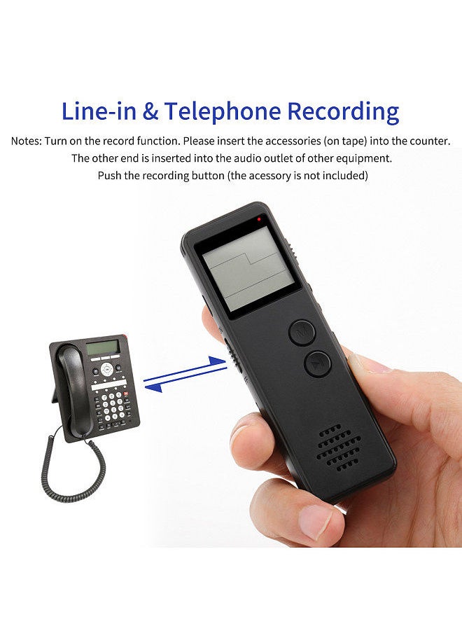 Generic - Digital Voice Recorder Voice Activated Recorder Noise Reduction Dictaphone MP3 Player HD Recording 10h Continuous Recording Line-In Function for Meeting Lecture Interview Class MP3 Record - Image 1