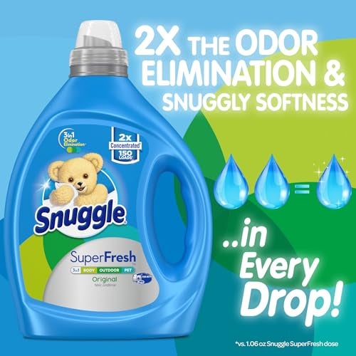 Snuggle Liquid Fabric Softener, SuperFresh Original, Eliminates Tough Odors, 2X Concentrated, 150 Loads - Image 2