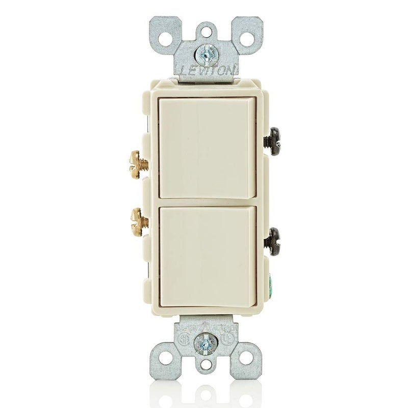 Leviton 15 Amp, 120/277 Volt, Decora Single-Pole, AC Combination Switch, Commercial Grade, Grounding, 5634-I, Light Almond - Image 1