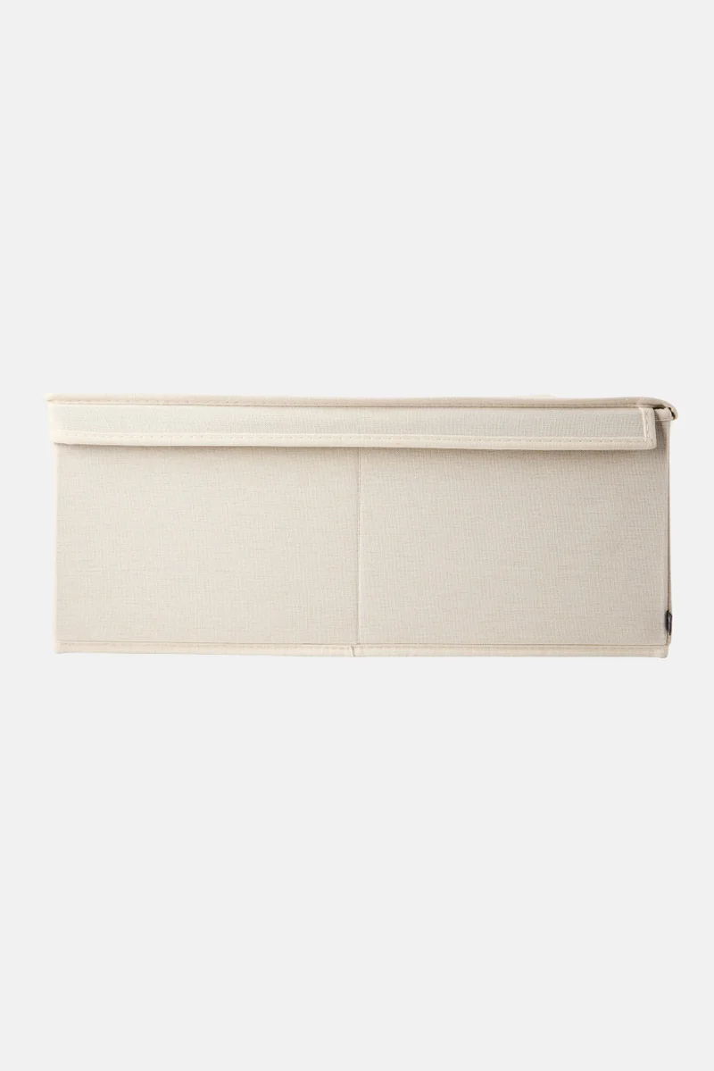 Muy Mucho Foldable Storage Box With Lid Zipper And Handle, Beige