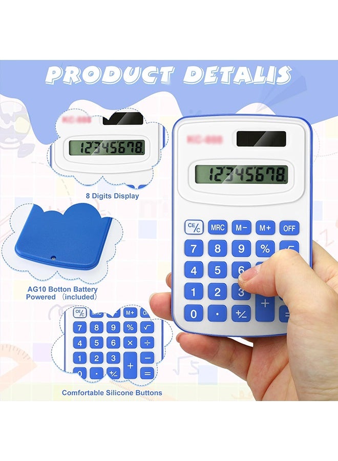 دبليو أف أف أو ٤ قطع حاسبات صغيرة - حاسبات جيب صغيرة - حاسبات يدوية أساسية بأزرار قياسية، شاشة عرض ٨ أرقام، مناسبة للمدرسة، المكتب، المنزل - ٤ ألوان - Image 3