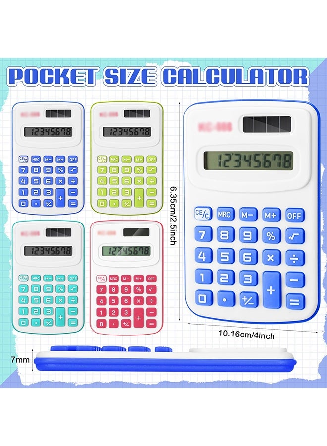دبليو أف أف أو ٤ قطع حاسبات صغيرة - حاسبات جيب صغيرة - حاسبات يدوية أساسية بأزرار قياسية، شاشة عرض ٨ أرقام، مناسبة للمدرسة، المكتب، المنزل - ٤ ألوان - Image 2