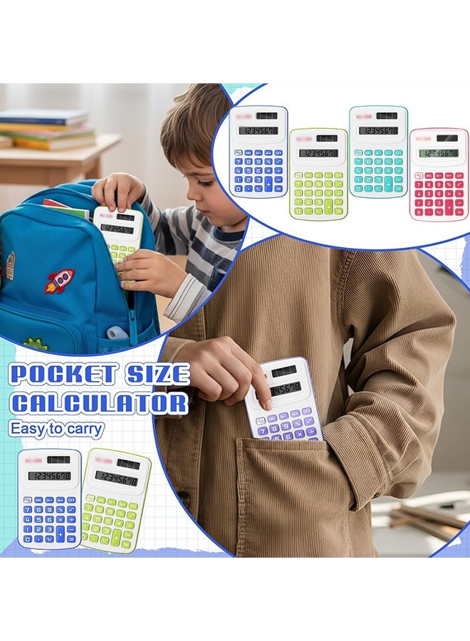 دبليو أف أف أو ٤ قطع حاسبات صغيرة - حاسبات جيب صغيرة - حاسبات يدوية أساسية بأزرار قياسية، شاشة عرض ٨ أرقام، مناسبة للمدرسة، المكتب، المنزل - ٤ ألوان - Image 4
