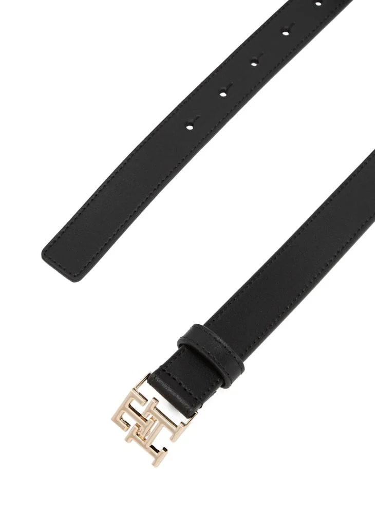TOMMY HILFIGER black Monogram Shiny Leather Belt for Women | Best Price UAE