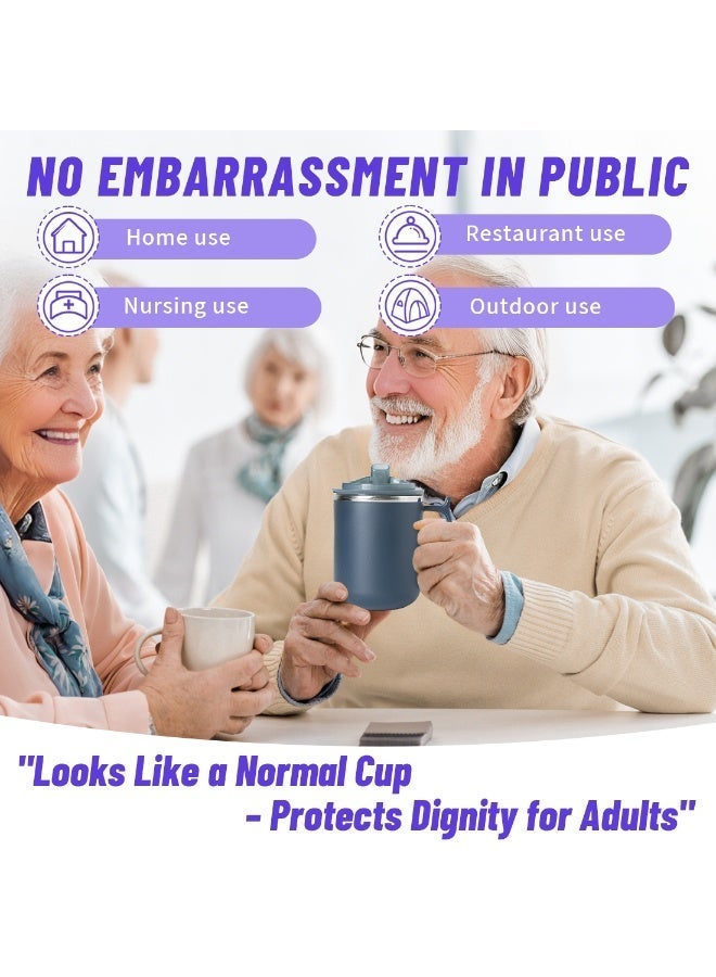 Ehucon Dysphagia Cup for Adults & Elderly, Slow-Flow Controlled Sip Cup with 5cc 10cc 15cc Inserts, Anti-Choke Drinking Aid for Swallowing Difficulty, No-Tilt Safe Spout Design (Blue, 1PC) - Image 5