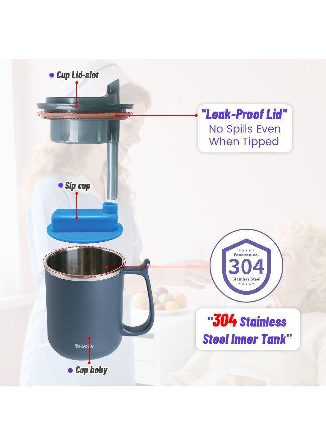 Ehucon Dysphagia Cup for Adults & Elderly, Slow-Flow Controlled Sip Cup with 5cc 10cc 15cc Inserts, Anti-Choke Drinking Aid for Swallowing Difficulty, No-Tilt Safe Spout Design (Blue, 1PC) - Image 4