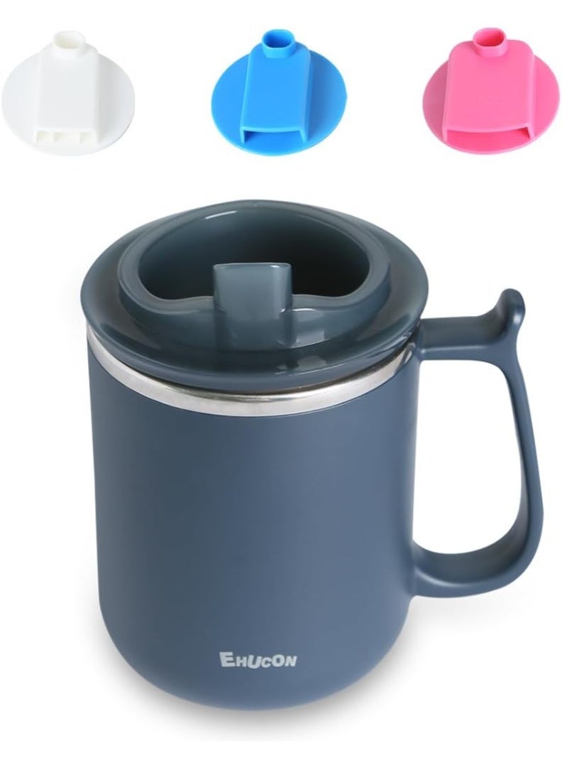 Ehucon Dysphagia Cup for Adults & Elderly, Slow-Flow Controlled Sip Cup with 5cc 10cc 15cc Inserts, Anti-Choke Drinking Aid for Swallowing Difficulty, No-Tilt Safe Spout Design (Blue, 1PC) - Image 1