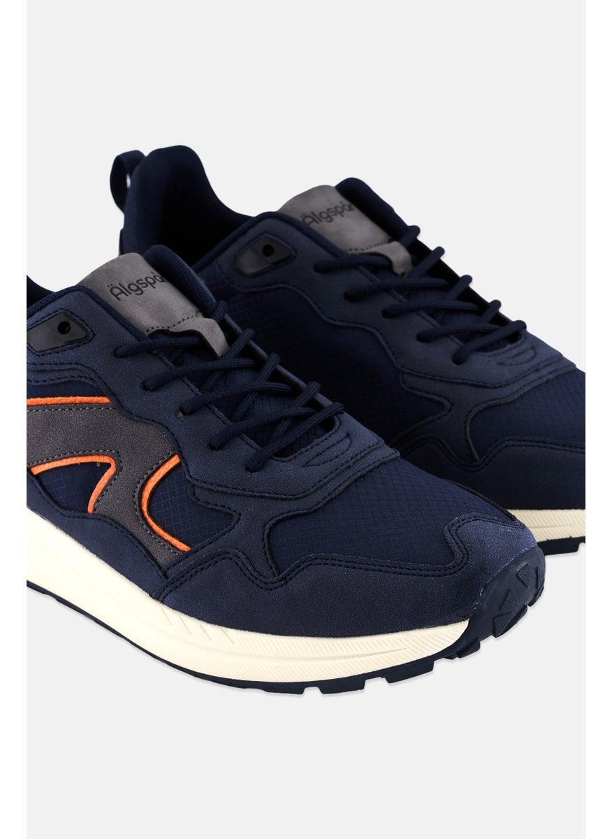 Algspar - Men Lace Up Casual Shoes, Navy - Image 1