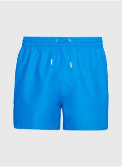 CALVIN KLEIN Men's Short Drawstring Swim Shorts - Logo Tape - Polyester, Blue  - Image 2