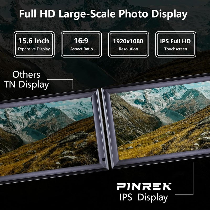 PINREK Frameo 15.6 Inch WIFI Digital Photo Frame, Cloud Digital Picture Frame with 64GB Memory, 1920 x 1080 HD IPS Touch Screen, Auto-Rotate, Share Memories Instantly - Gift for Friends/Family - Image 3