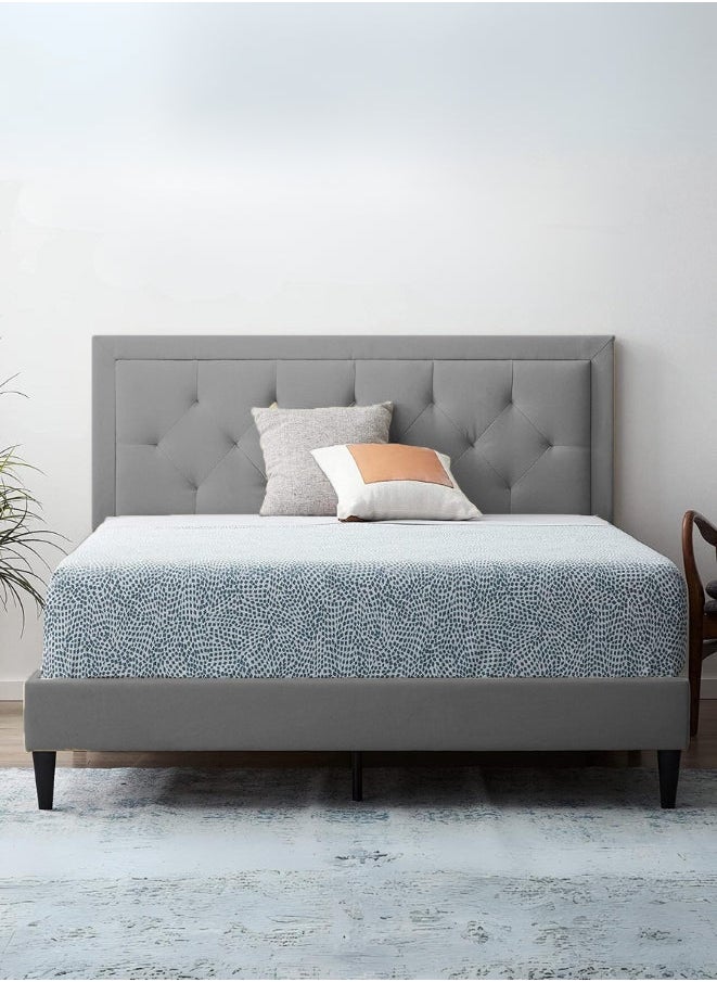 Bed and Mattress Zone Wilson Ottoman Tufted Upholstered Bed 200x120 Double Size Grey Color 