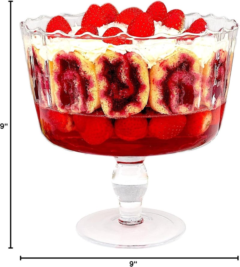 Barski Large Glass Trifle Bowl, with Scallop Design - 9" D - European Beautiful Hand Made Glass - 168 oz (over 5 quarts) Clear - Image 5
