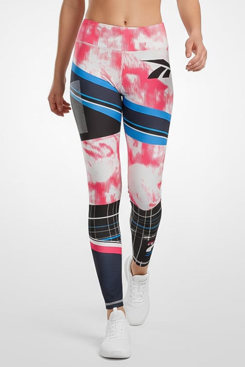 Reebok Women Sportswear Fit Graphic Print Running Tights, Multicolor - Image 1