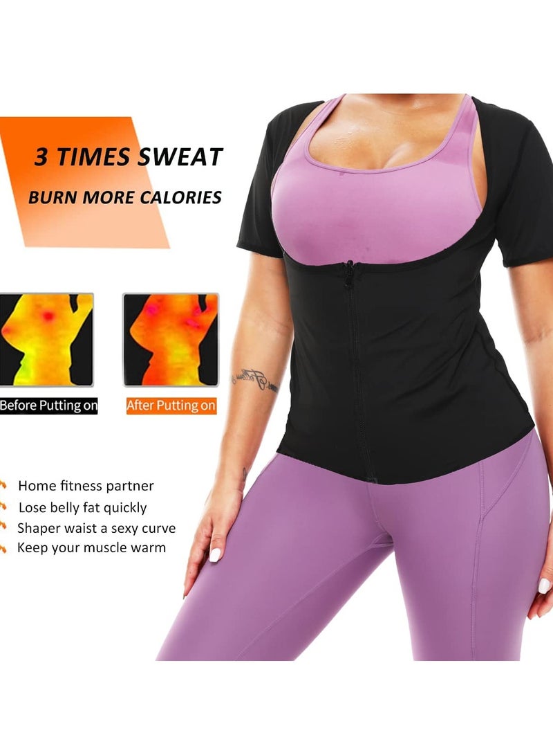 Generic Sweat body shaper jacket hot waist trainer long sleeve zipper shirt workout top - Image 5