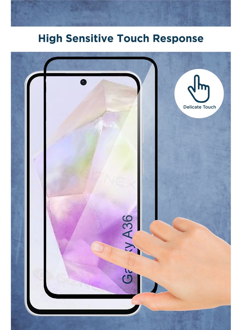 شاشة حماية من الزجاج لهاتف سامسونج جالاكسي A36 ، لمس سلس، شفافية عالية، سهل التركيب، شاشة مضاد للخدش و الصدمات - Image 3