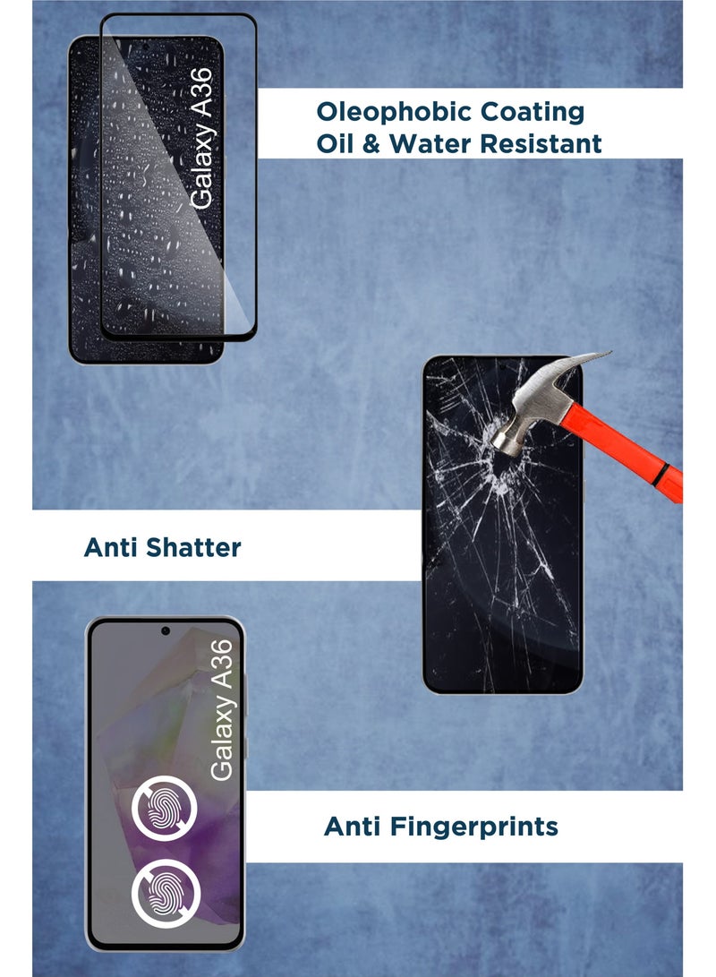 شاشة حماية من الزجاج لهاتف سامسونج جالاكسي A36 ، لمس سلس، شفافية عالية، سهل التركيب، شاشة مضاد للخدش و الصدمات - Image 4