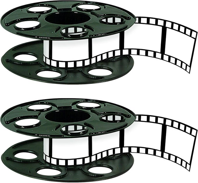 Movie Reel with Filmstrip Centerpieces 2Count Thin Plastic 3D Cinema Reels with 15Foot Filmstrips Customizable Hollywood Party Decorations for Red Carpet Events Theater Themes 9