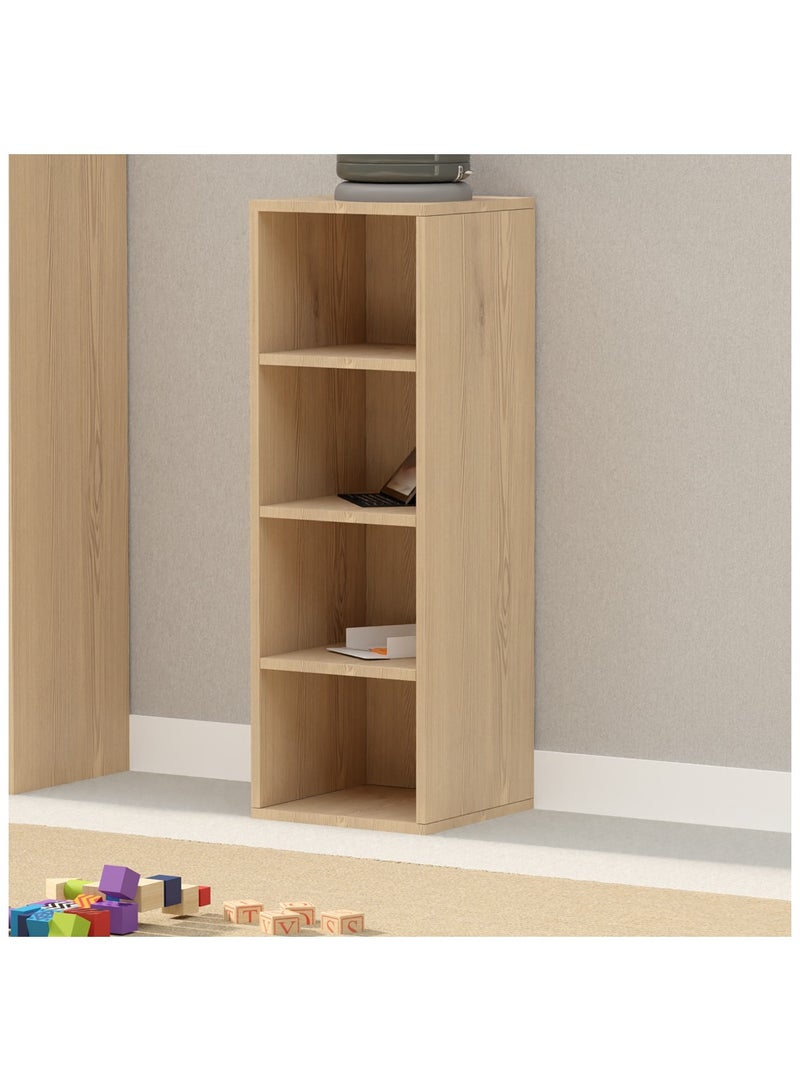 Mahmayi Mahmayi Wooden Storage Display Shelves 4-Tier Freestanding, Box Shelves, Top Shelf for Decoration Ideal for Storing and Displaying your possessions - Light Imperia - Image 2