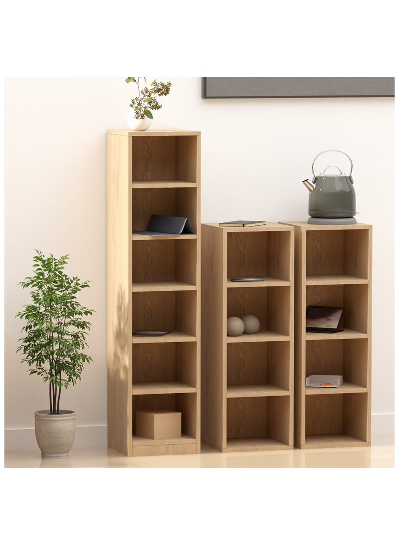 Mahmayi Mahmayi Wooden Storage Display Shelves 4-Tier Freestanding, Box Shelves, Top Shelf for Decoration Ideal for Storing and Displaying your possessions - Light Imperia - Image 5