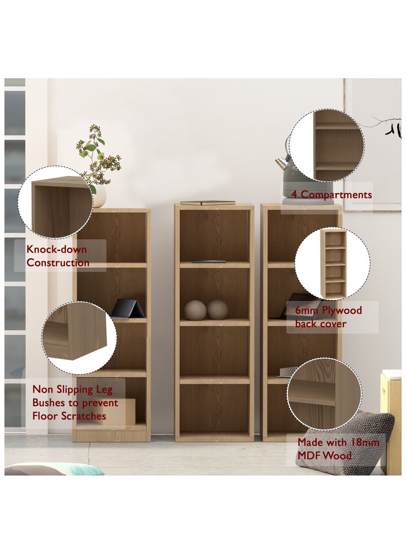 Mahmayi Mahmayi Wooden Storage Display Shelves 4-Tier Freestanding, Box Shelves, Top Shelf for Decoration Ideal for Storing and Displaying your possessions - Light Imperia - Image 4