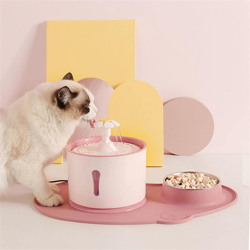 Parner Cat Drinking Fountain, Water Dispenser for Cats with Water Level Window, Cat Flower Art Water Bowl with 4 Pieces, Hygiene Filter, Pet Drinking Fountain with LED Light (Pink, 2 litres) - Image 4