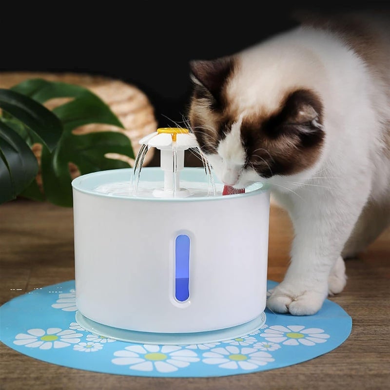 Parner Cat Drinking Fountain, Water Dispenser for Cats with Water Level Window, Cat Flower Art Water Bowl with 4 Pieces, Hygiene Filter, Pet Drinking Fountain with LED Light (Pink, 2 litres) - Image 2