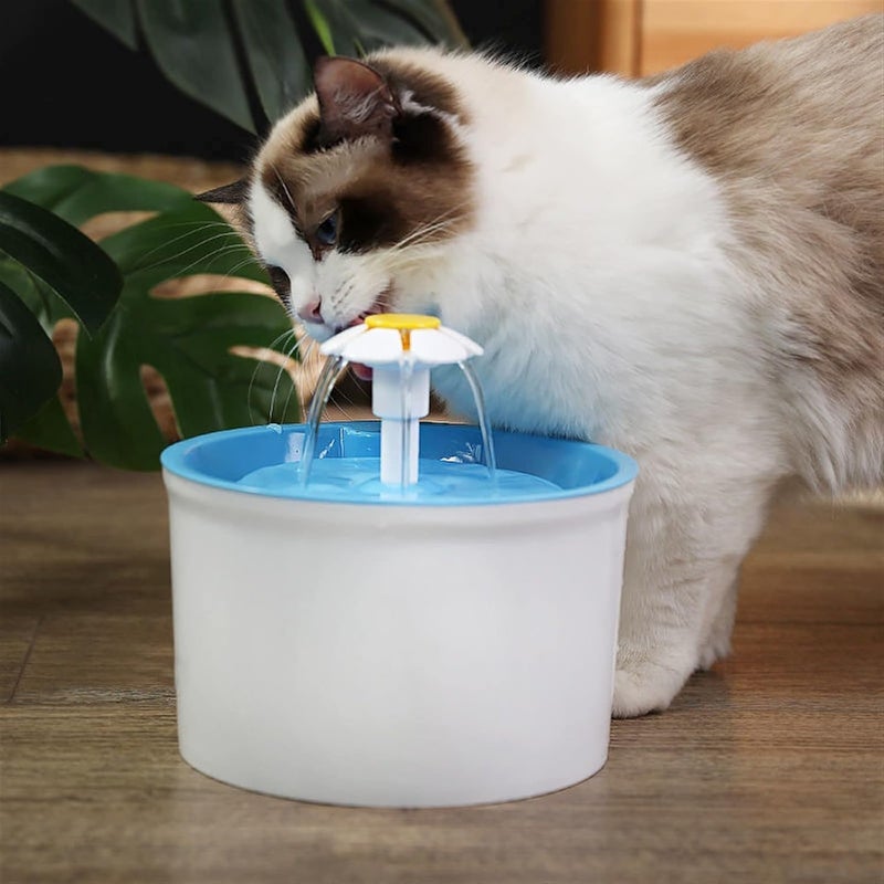 Parner Cat Drinking Fountain, Water Dispenser for Cats with Water Level Window, Cat Flower Art Water Bowl with 4 Pieces, Hygiene Filter, Pet Drinking Fountain with LED Light (Pink, 2 litres) - Image 3