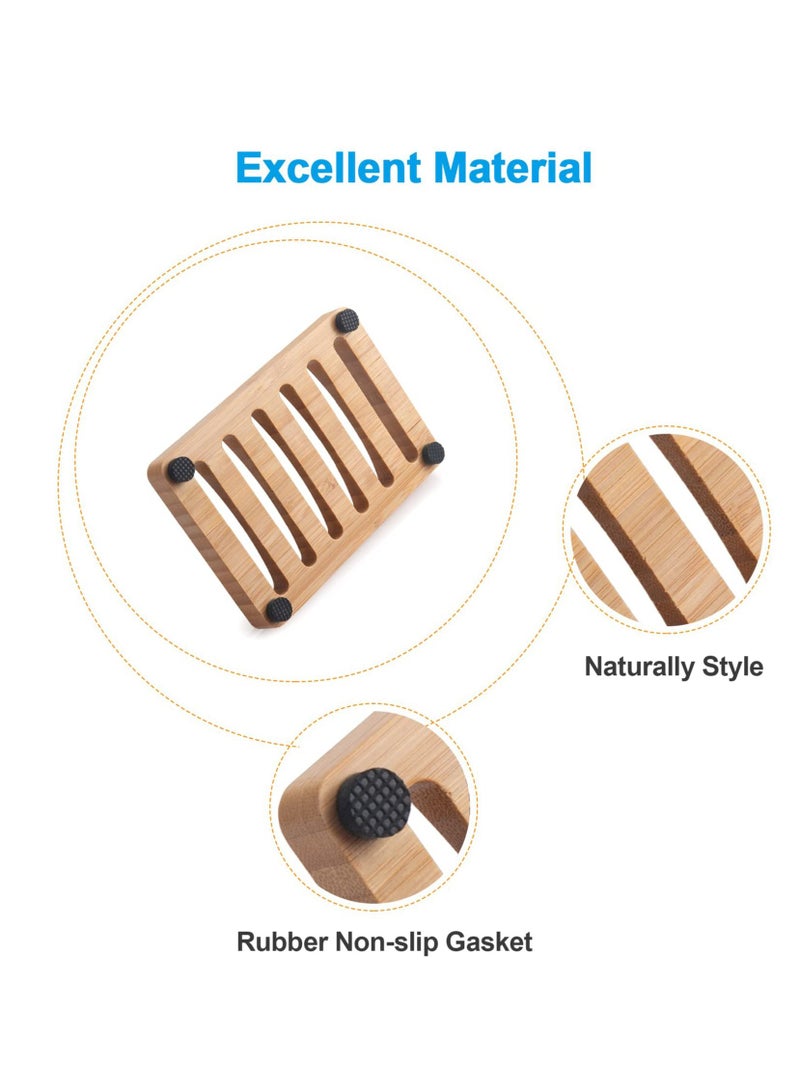 2PCS Bamboo Soap Dish,Wooden Soap Holder,Soap Dishes for Bar Soap,Wooden soap Tray,Kitchen Soap Tray Self Draining (Wooden Color) - Image 3