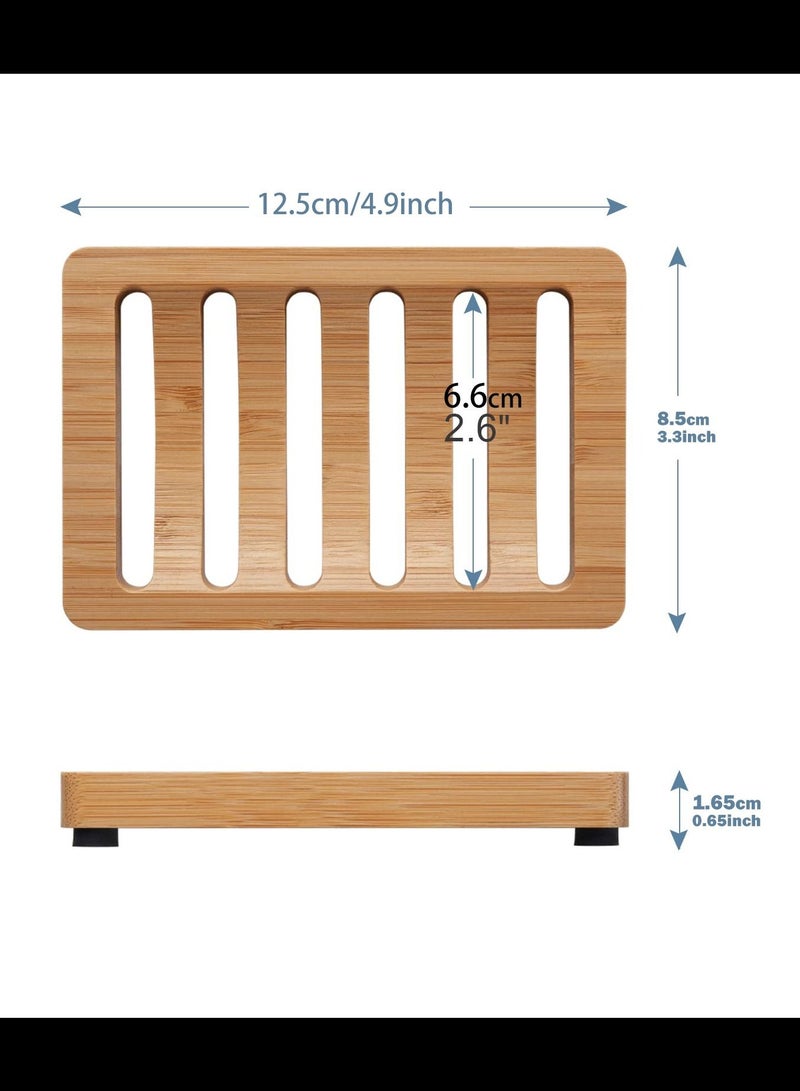 2PCS Bamboo Soap Dish,Wooden Soap Holder,Soap Dishes for Bar Soap,Wooden soap Tray,Kitchen Soap Tray Self Draining (Wooden Color) - Image 5