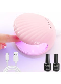 OVLUX UV LED Nail Lamp with Top Coat and Base Coat Set 2 Pcs 15ml Nail Dryer UV Light for Gel Nails UV Nail Light Gel Nail Polish Fast Nail Polish Curing Lamps Manicure Tools 
