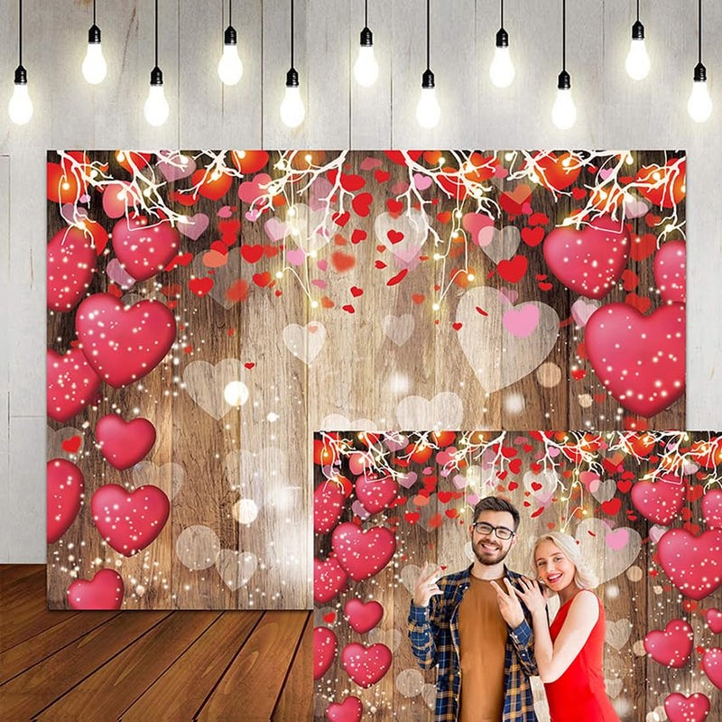 LTLYH 10x8ft Valentine's Day Backdrop, White, Wood - Image 1