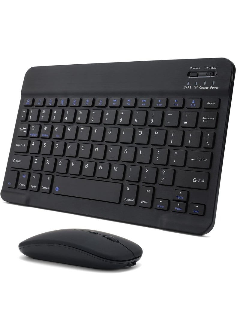 ELTRAZONE Rechargeable Bluetooth Keyboard & Mouse Combo Ultra-Slim Portable, Set for Android Windows Tablet Cell Phone iPhone iPad Pro Air Mini, iPad OS/iOS 13 and above. (BLACK) - Image 1
