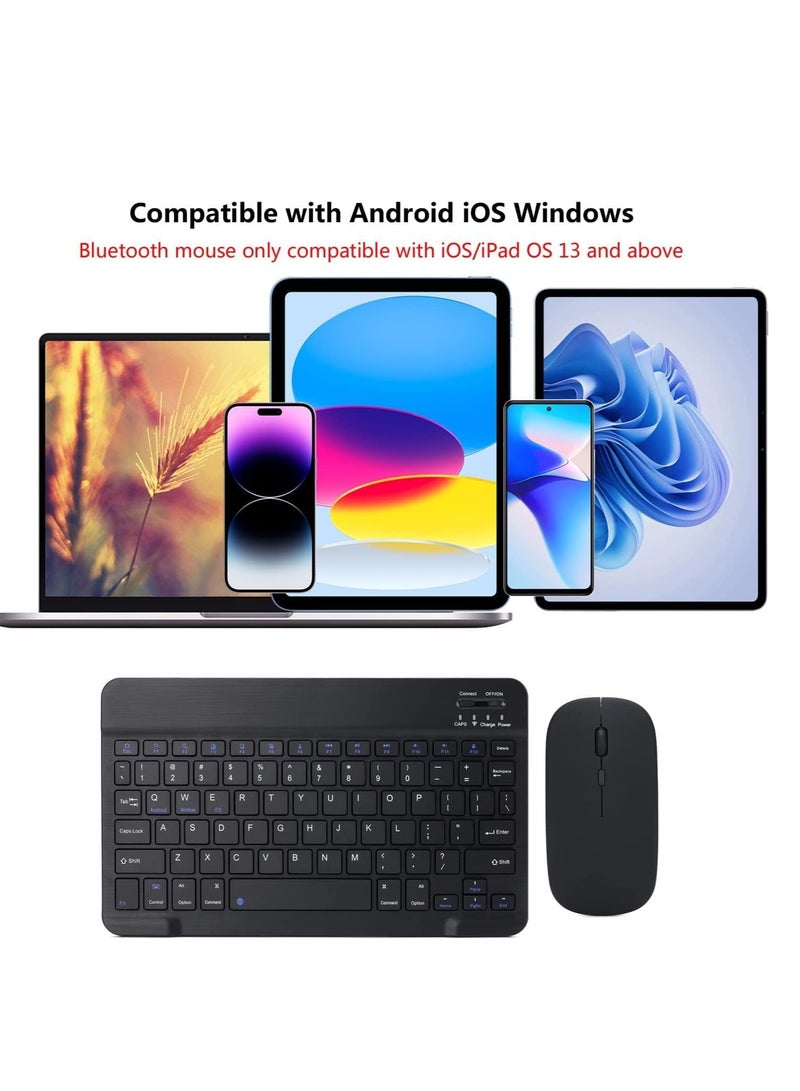 ELTRAZONE Rechargeable Bluetooth Keyboard & Mouse Combo Ultra-Slim Portable, Set for Android Windows Tablet Cell Phone iPhone iPad Pro Air Mini, iPad OS/iOS 13 and above. (BLACK) - Image 2