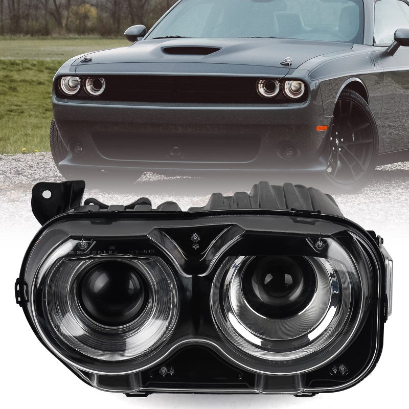 VLINCAR HID Headlights Assembly WAIR Catcher Compatible with Dodge Challenger 2015 2016 2017 2018 2019 2020 2021 Xenon Model Headlamps Pair with Black Housing Head Lihgt Replacement Driver Left Side - Image 3