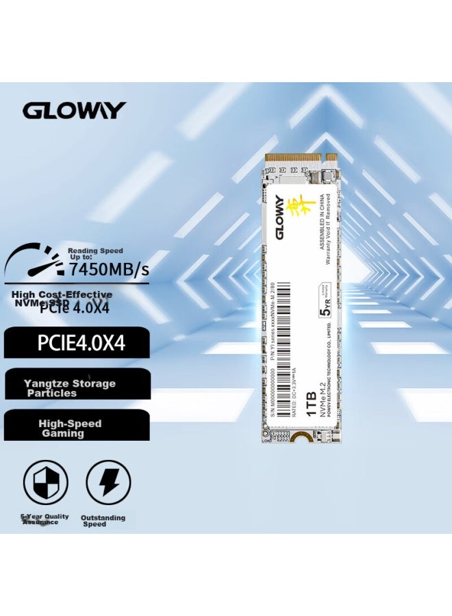Gloway 1tb Ssd, M.2 Interface , Pcie 4.0x4, 7450mb/s, Yangtze Memory Tlc Chips, Miao Series - Image 1