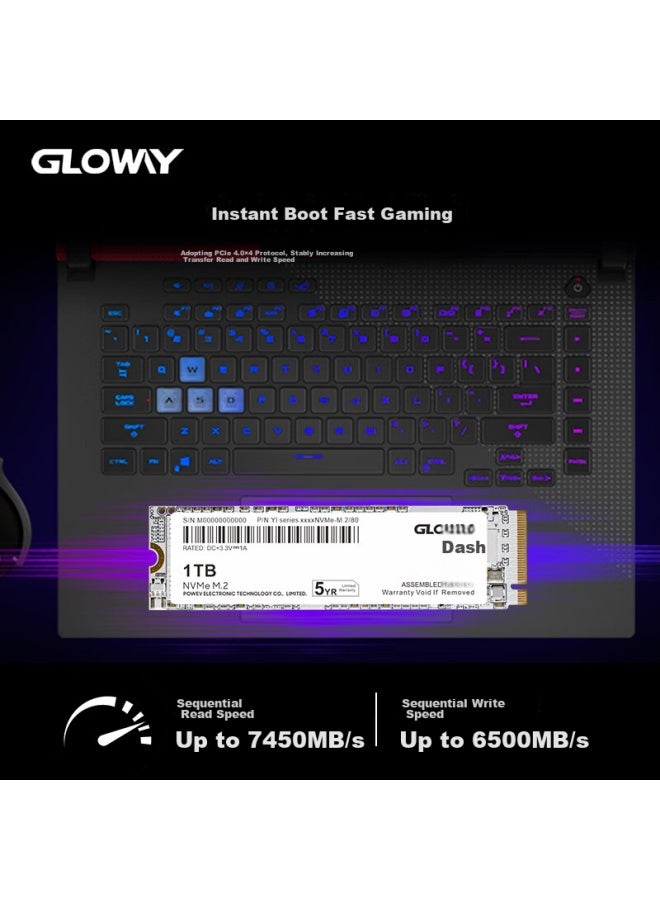 Gloway 1tb Ssd, M.2 Interface , Pcie 4.0x4, 7450mb/s, Yangtze Memory Tlc Chips, Miao Series - Image 2
