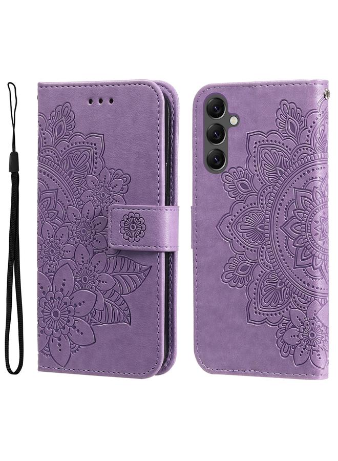S-TOP Case For Samsung Galaxy A25 5G Global 7-petal Flowers Embossing Leather Phone Case - Image 1