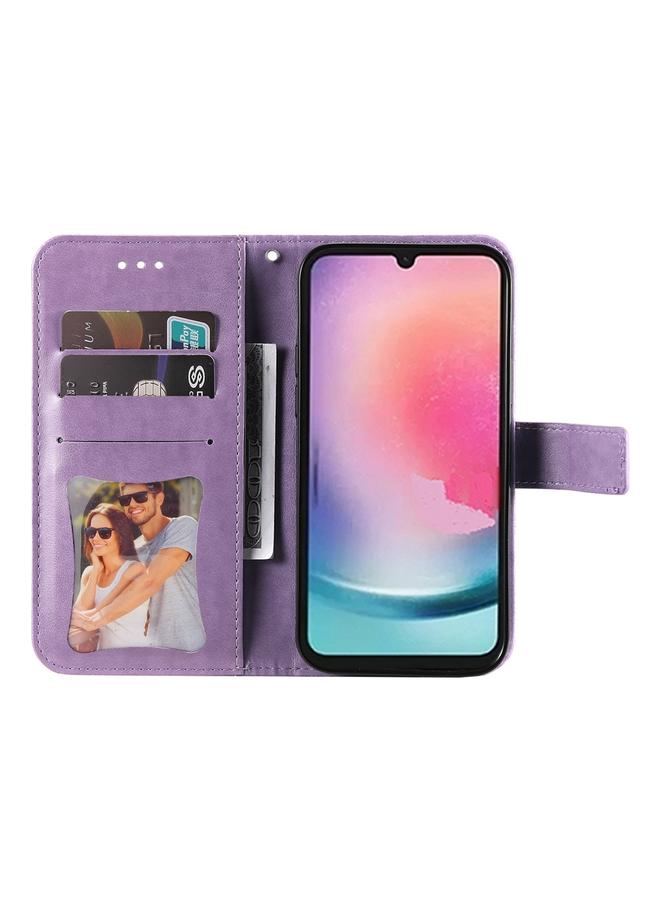 S-TOP Case For Samsung Galaxy A25 5G Global 7-petal Flowers Embossing Leather Phone Case - Image 4