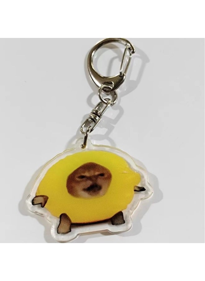 Generic - Acrylic Happy Funny Cat Keychain Food Cat Head Portable Mobile Phone Chain Small Bag Accessories Toast Cat Pendant Key Ring-Color:Style 4 - Image 1