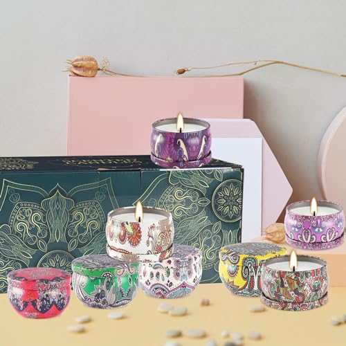 WPONSZU مجموعة هدايا الشموع المعطرة WPONSZU 24 قطعة من شمع الصويا في علب سفر للمنزل 2.5 أونصة للشموع للأم في عيد الميلاد، عيد الميلاد، عيد الشكر، عيد الأم - Image 4