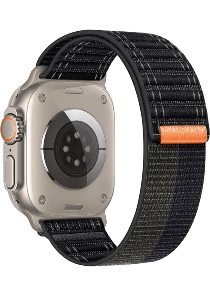 MIGOFAST Apple Watch Strap 46mm 45mm 44mm 49mm Men  Braided Sport Loop Band for IWatch Series 10 9 8 7 6 5 4 3/SE 2/Ultra 2  Breatheable Nylon Fabric Velcro Strap Black - Image 1